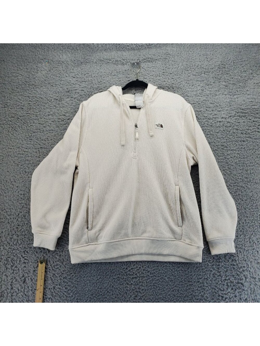 The North Face Sweater Mens XL Cream Pullover Hoodie Polyester Blend